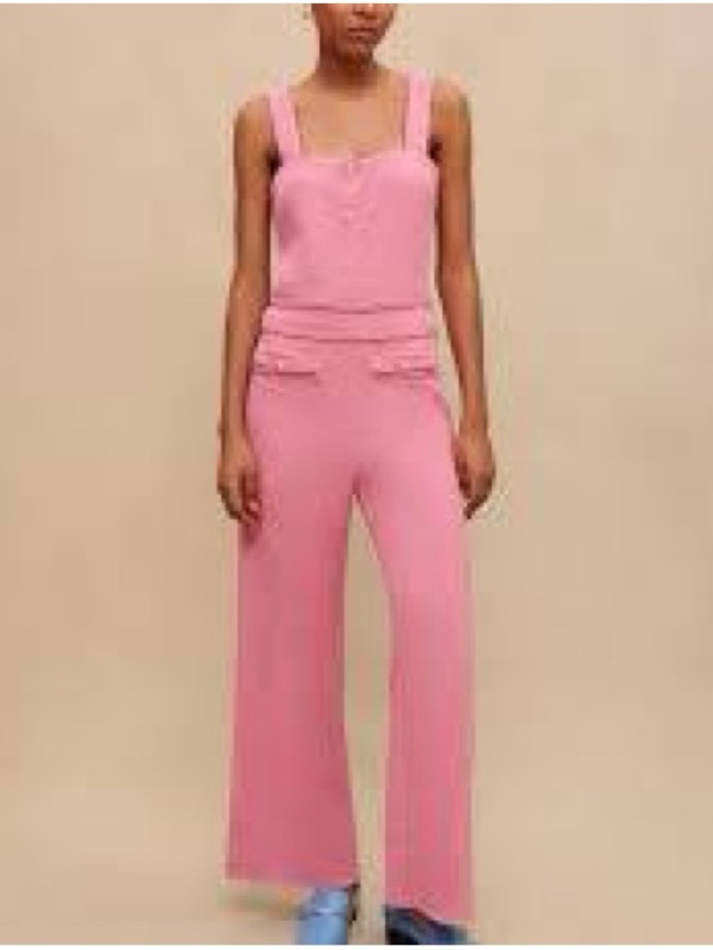 Maje Pink Sleeveless Wide-Leg Jumpsuit